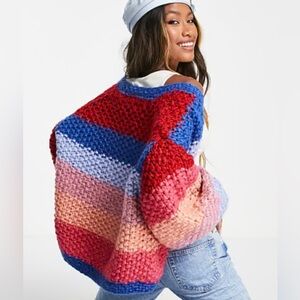 BLANKNYC Chunky Knit Catch the Rainbow Cardigan Sweater